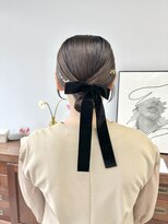 ヘアー アイス 御器所本店(HAIR ICI) 結婚式お呼ばれヘアタイトシニヨンベロアリボンカチモリ
