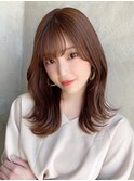 前髪パーマとミディアムレイヤーでイメチェン！20代30代40代