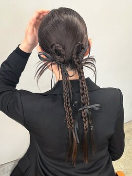 アルバム 新宿(ALBUM SHINJUKU) ロング韓国ヘアダークアッシュおくれ毛_ba581091