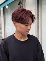 アロハナ 津店(ALOHANA)&nbsp;メンズ／チェリーレッド/前下がり/ブリーチ無し/ダブルカラー