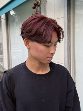 アロハナ 津店(ALOHANA) メンズ／チェリーレッド/前下がり/ブリーチ無し/ダブルカラー