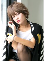 イグレックビス(igrek bis) IGREKBISジグザグバング×ブルージュ×3Dカラー×ミニマムボブ