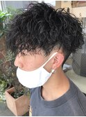 ツイストスパイラルパーマメンズパーママッシュウルフフェード