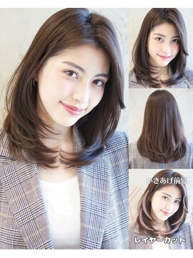 アフロート ルヴア(AFLOAT RUVUA) かきあげ前髪×レイヤーカット★透明感イルミナカラー★京佳