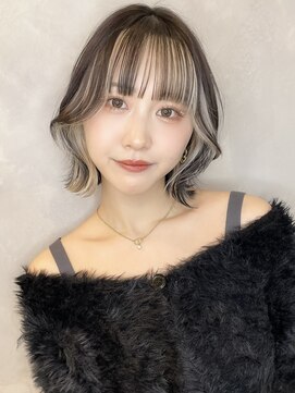 トルネード(TORNADO) インナーカラー 切りっぱなしボブ 似合わせカット M20240128