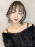 インナーカラー 切りっぱなしボブ 似合わせカット M20240128