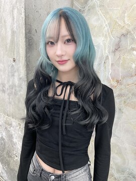 カシェル(cashel kishaba) 『水色×透明感black  ルーツカラー　デザインカラー』