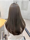 オリーブグレー暗めカラーレイヤーカット黒髪韓国ヘア髪質改善
