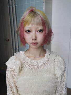 原宿/ウルフカット レイヤー デザインカラー ルーツカラー 