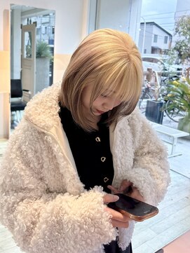 タイドヘアー 茨木2号店(TIDE HAIR) ナチュラルルーツカラー_ハイトーンベージュ