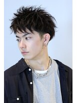 ネイビー(NAVY)&nbsp;社会人 黒髪 ツーブロック束感ショート 20代 30代 ビジネス