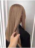 前髪マチルダボブピンクベージュインナーグレージュ