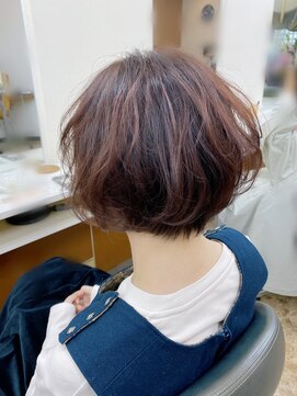 ヘアアートヒサ(HAIR ART hisa) 「RYOKO」304050代 ふわくしゅショートボブ×オレンジブラウン