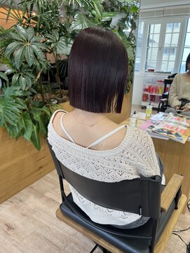 オーシャン(Ocean) 【OceanHair&Life田中愛梨】切りっぱなしボブ/チェリーレッド