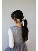 結んで可愛い顔まわり/グレージュ/赤み消しカラー//暗髪/韓国風