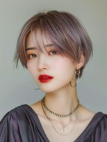 ムウ 難波(MOU)&nbsp;ショートワイドバングホワイトブロンドイメチェン20代30代40代