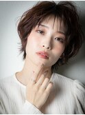 くすみベージュひし形小顔マッシュショートウルフu上尾30代40代