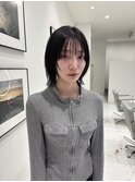 ボブウルフレイヤーカットブルーブラックシャギーカット