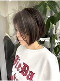 くびれショートボブ40代50代グレイカラー白髪染め白髪ぼかし