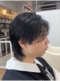センターパートウルフ/ルーズパーマ/ニュアンスパーマ/毛流れ