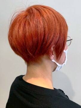 オレンジペコ(orange peco) ブリーチ ダブルカラー オレンジベージュ 大人ショート 40代