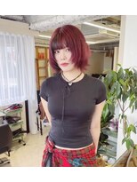 チェレ ブラン 堺東店(Chere brun) レイヤーウルフ×レッドカラー×ハッシュレイヤーボブ