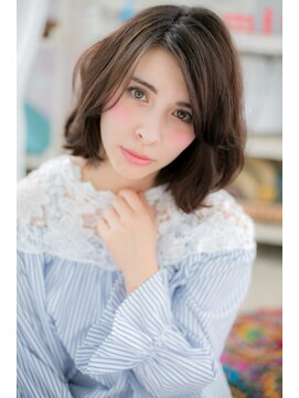 ミック 日暮里店(miq) かきあげバングｘグレージュカラー抜け感こなれヘアc1