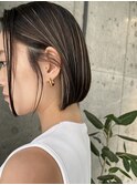 ミニボブ ３Dハイライトカラー　ワンレングスボブ　ぶつ切りボブ
