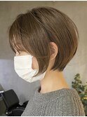 ミルクティベージュカラーミニボブ大人ショートボブショート