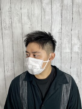 ビューティドレッセヤマノ 池袋パルコ(Beauty Dresse YAMANO) 【MEN'S HAIR】【フェード】黒髪アップバングショート