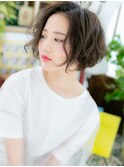 大人グレージュカラーくせ毛風ボブパーマh2戸田公園30代40代!
