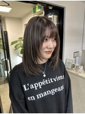 小顔 ネビージュアッシュグレージュハイライトカラー◎