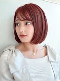 前下がりボブ丸みボブ内巻きボブピンク小顔ワンレンミニボブ