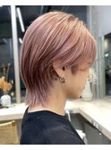 メンズハイトーンミルクティーピンクベージュカラーダブルカラー