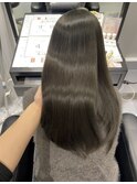 オリーブグレージュ グレージュ ブリーチなしダブルカラー