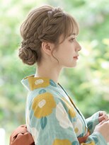 と和 巣鴨 浴衣に◎大人上品な抜け感ねじり編みシニヨン