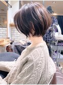 絶壁解消×白髪ぼかし×40代×前髪長め大人ショートボブ永