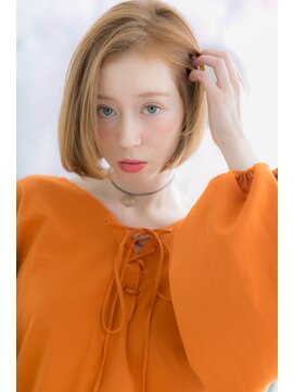 ミック ヘアアンドメイク アップ 駒込店(miq Hair&Make up) 外国人風シルキーベージュかきあげ前髪前下がり金髪ボブb1