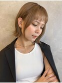外ハネボブ 切りっぱなしボブ 眉上バング フルバング 4S37