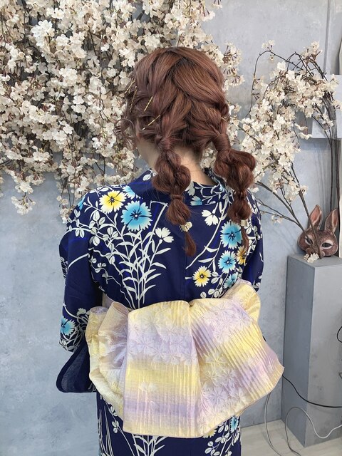 【ツイン編みおろし】和装ヘアセット