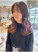 グラデーションブリーチカラーラベンダーピンク【20代/30代】