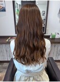 大人可愛い韓国ウェーブアプリコットオレンジ暖色系カラー20代