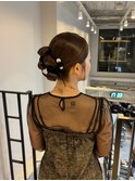 秋冬のお呼ばれヘア◎艶髪シニヨン×編み込みアレンジ