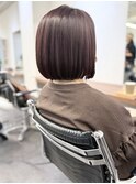 ＊肩上切りっぱなし内巻きボブピンクラベンダーカラー＊