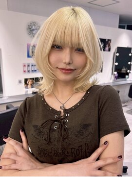 キング 心斎橋店(K!ng) レイヤーカット髪質改善ダブルカラーミルクティーブリーチ