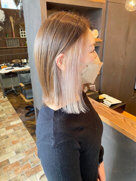 ベランダ(veranda) ロブ＋インナーカラーホワイトミルクティー