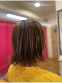 ハイとローライトカラーな白髪ぼかし