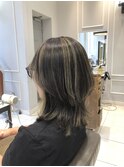 外ハネレイヤーカット メリハリハイライトカラー (銀座)
