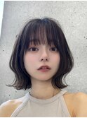 顔周りレイヤーカット小顔ボブルフ/黒髪地毛風カラー/池袋
