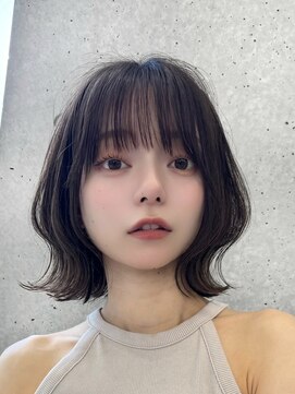 サンド 池袋 2nd(sand) 顔周りレイヤーカット小顔ボブルフ/黒髪地毛風カラー/池袋